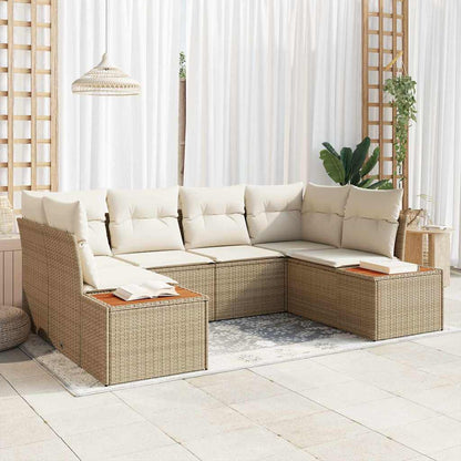 Tuinbankenset Met Kussen 6 Pcs En Crème Polyrattan