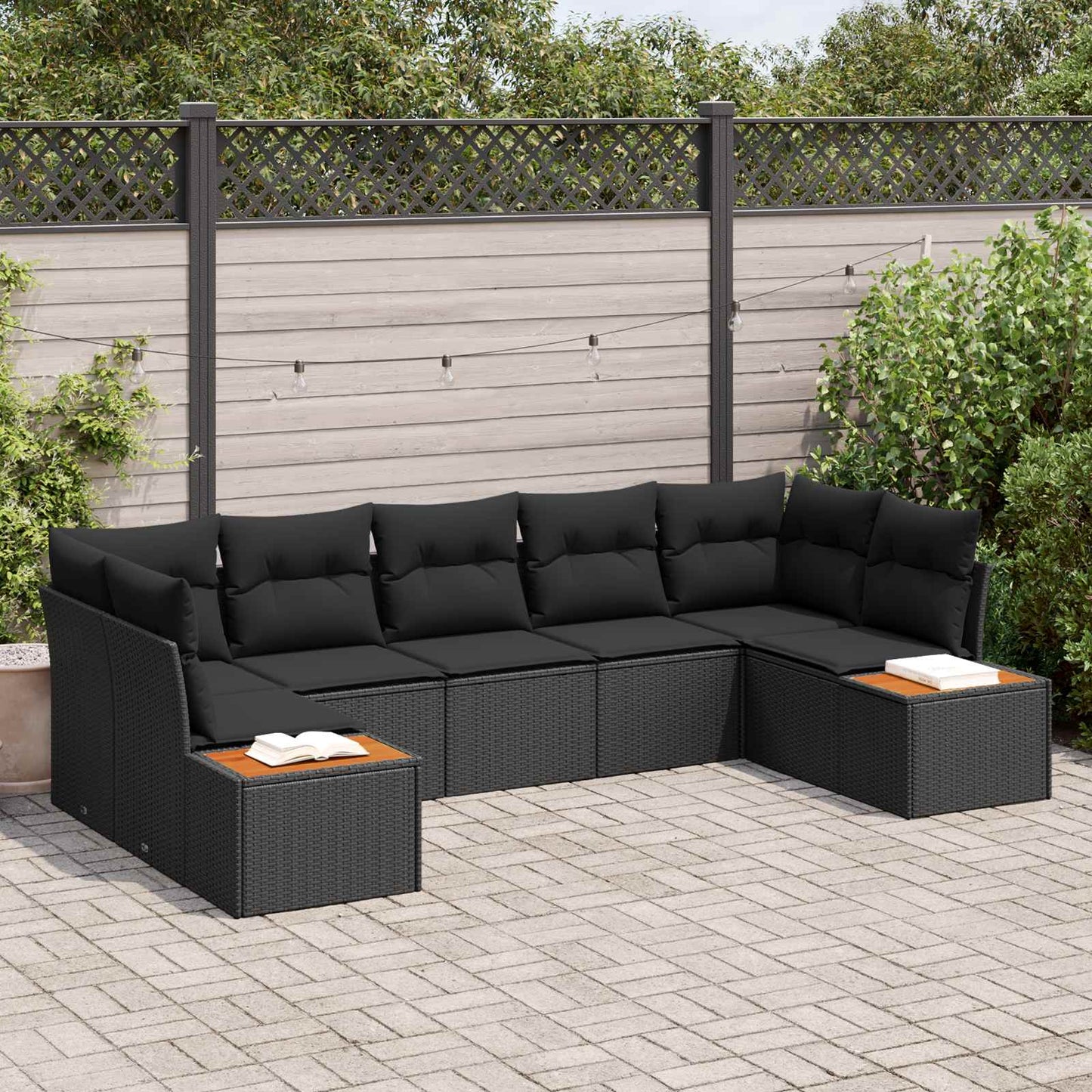 Tuinbankenset Met Kussen 7 Pcs En Crème Polyrattan