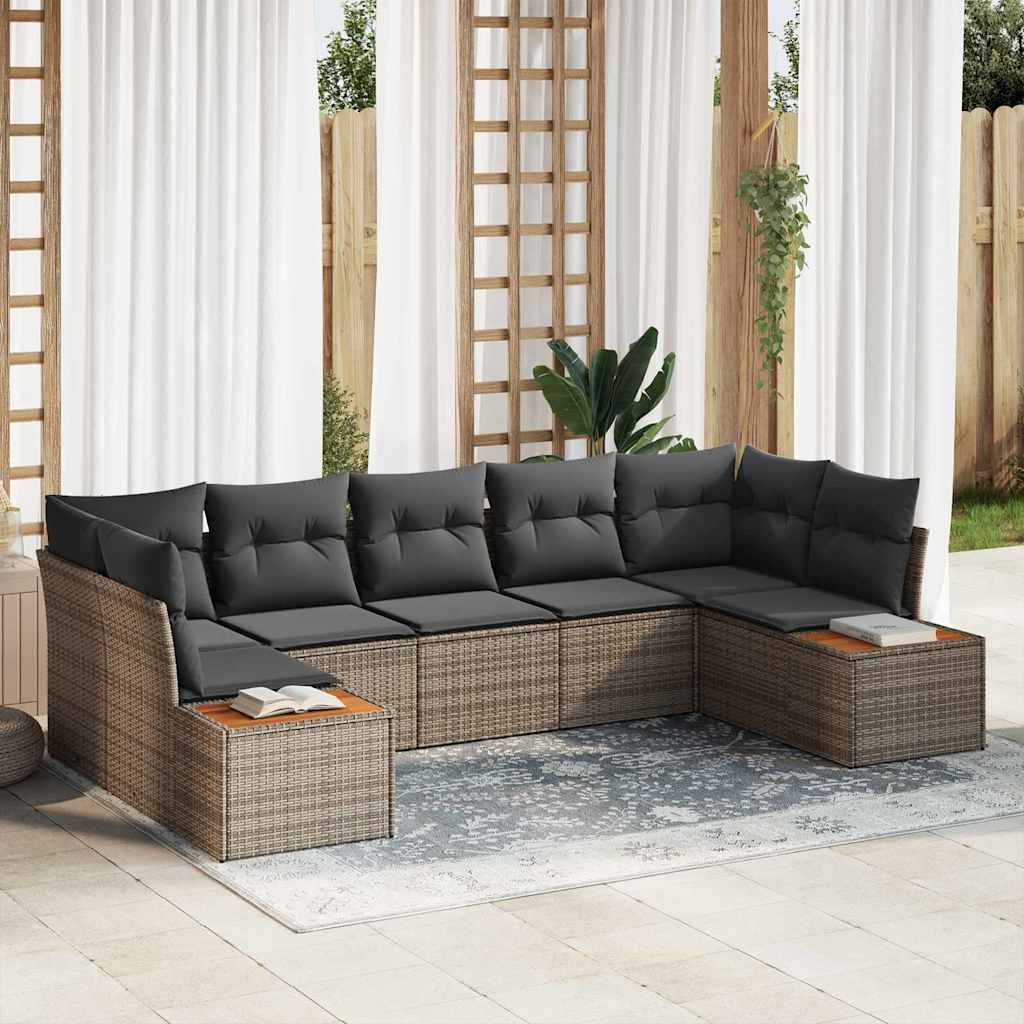 Tuinbankenset Met Kussen 7 Pcs En Crème Polyrattan