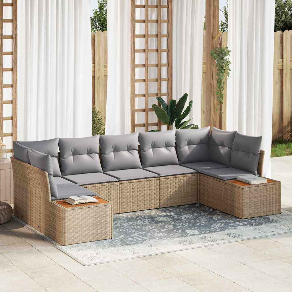 Tuinbankenset Met Kussen 7 Pcs En Crème Polyrattan