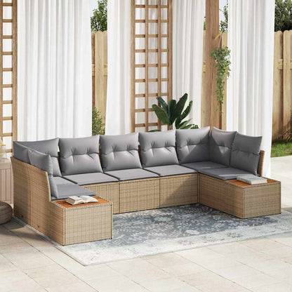 Tuinbankenset Met Kussen 7 Pcs En Crème Polyrattan