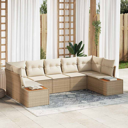 Tuinbankenset Met Kussen 7 Pcs En Crème Polyrattan