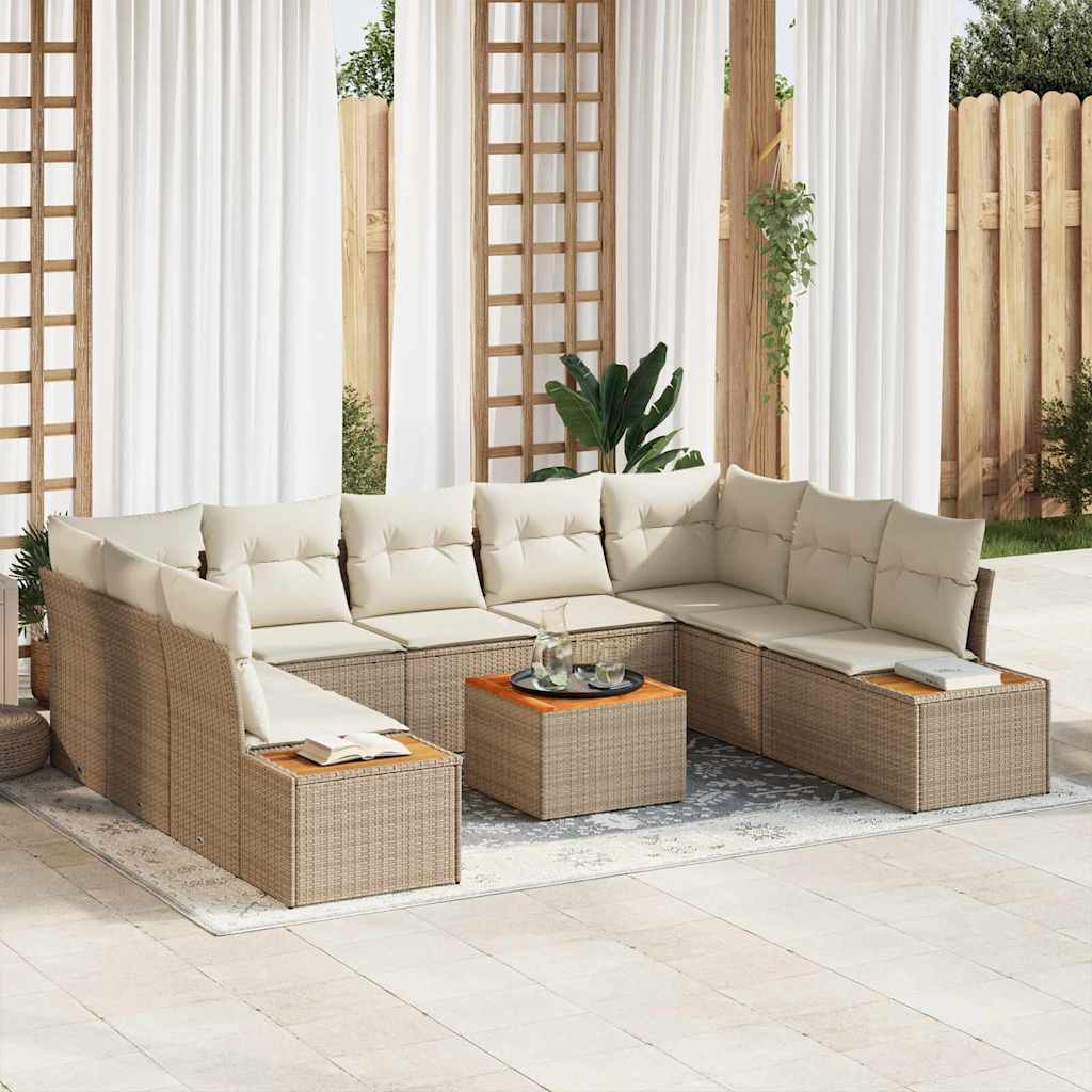 Tuinbankenset Met Kussen 5 Pcs En Crème Polyrattan