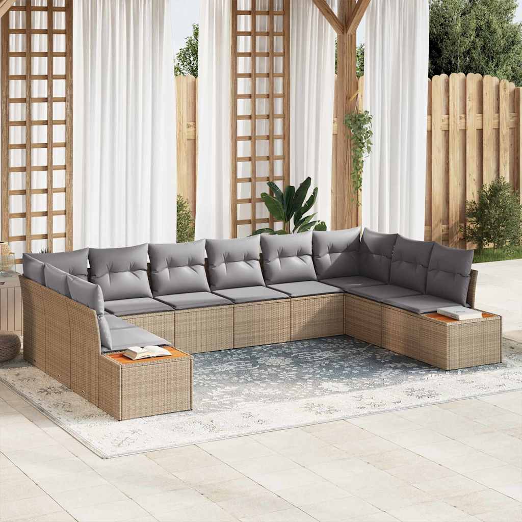 Tuinbankenset Met Kussen 10 Pcs En Crème Polyrattan