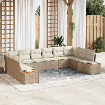 Tuinbankenset Met Kussen 10 Pcs En Crème Polyrattan