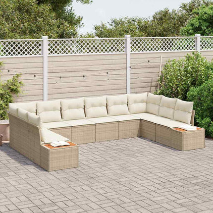 Tuinbankenset Met Kussen 10 Pcs En Crème Polyrattan