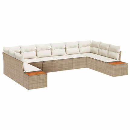 Tuinbankenset Met Kussen 10 Pcs En Crème Polyrattan