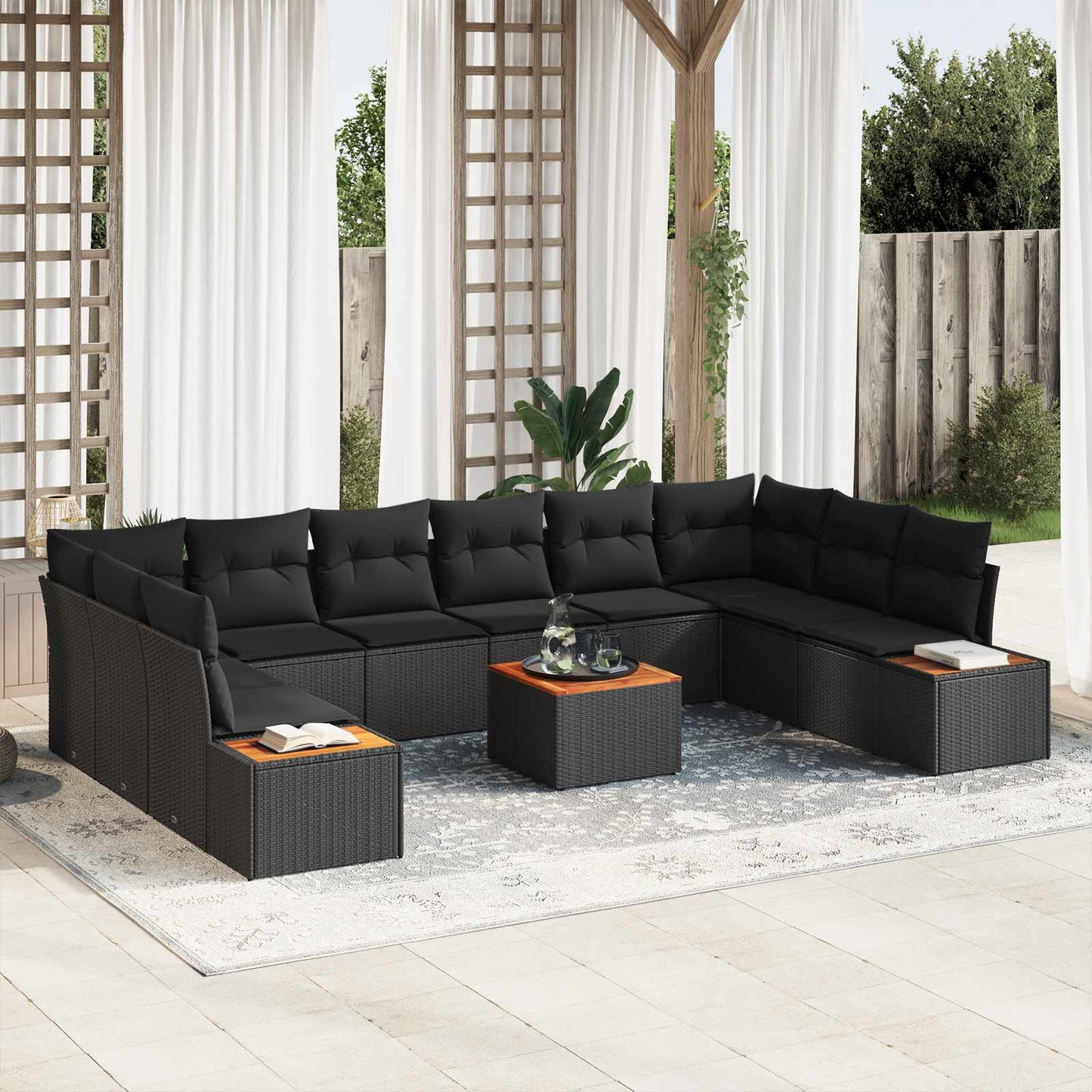 Tuinbankenset Met Kussen 10 Pcs En Crème Polyrattan