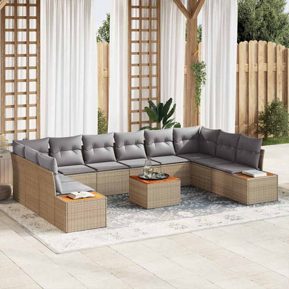 Tuinbankenset Met Kussen 10 Pcs En Crème Polyrattan