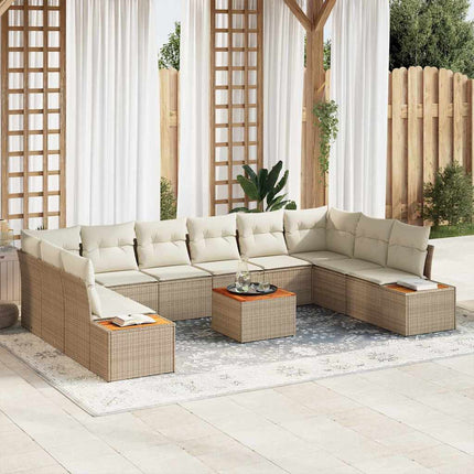 Tuinbankenset Met Kussen 10 Pcs En Crème Polyrattan