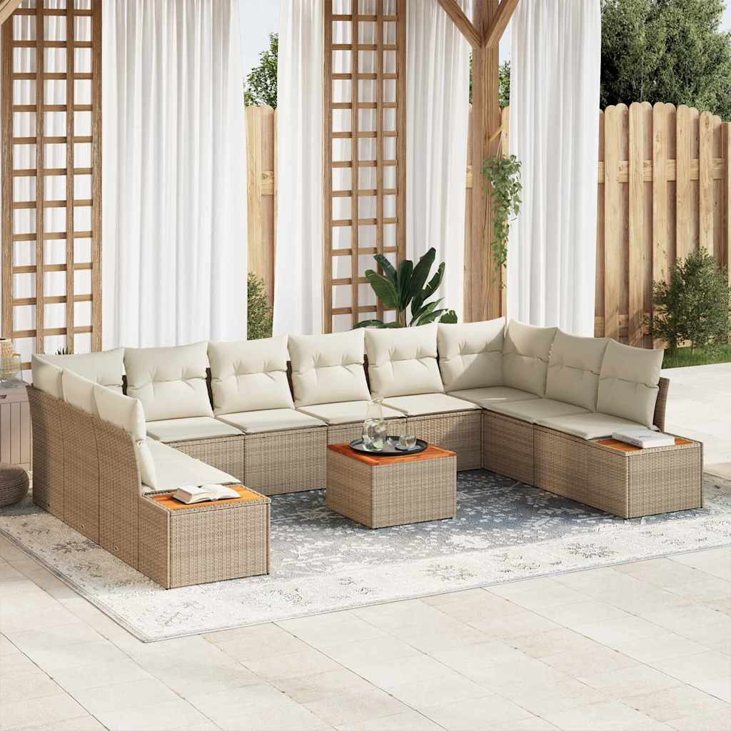 Tuinbankenset Met Kussen 10 Pcs En Crème Polyrattan