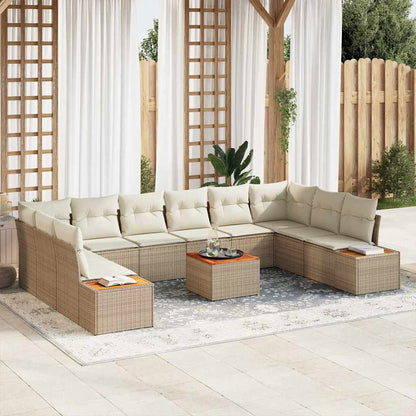 Tuinbankenset Met Kussen 10 Pcs En Crème Polyrattan