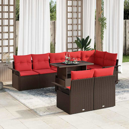 Tuin Sofa Set Met Kussen Met Opslag 9 Pcs Poly Rattan
