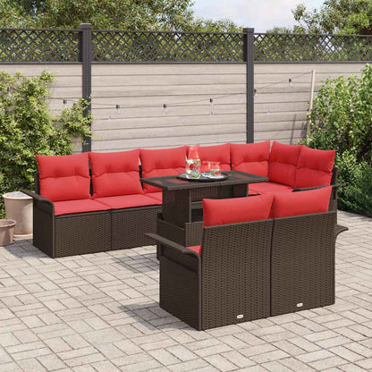 Tuin Sofa Set Met Kussen Met Opslag 9 Pcs Poly Rattan