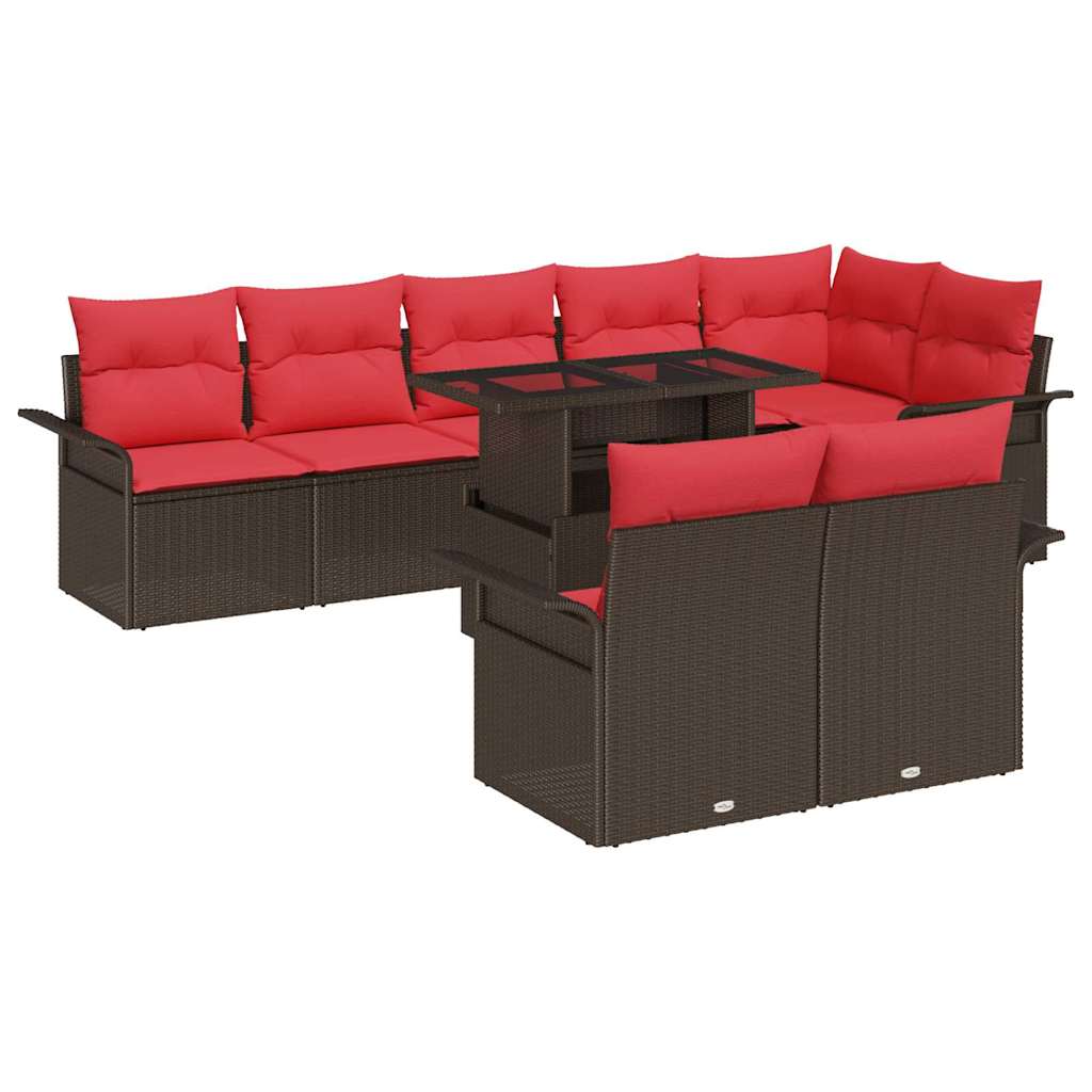 Tuin Sofa Set Met Kussen Met Opslag 9 Pcs Poly Rattan