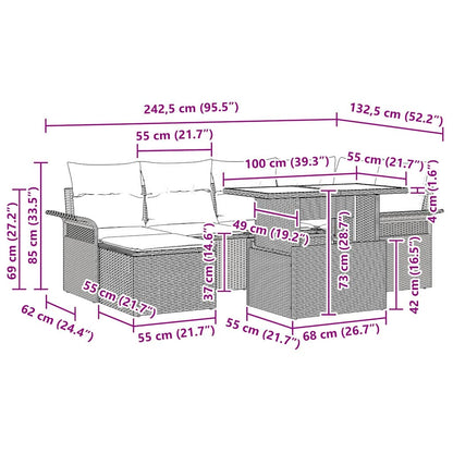 Tuin Sofa Set Met Kussen Met Opslag 7 Pcs Poly Riet