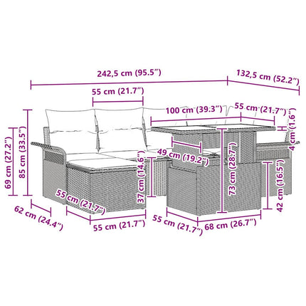 Tuin Sofa Set Met Kussen Met Opslag 7 Pcs Poly Riet