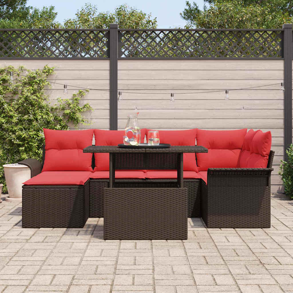 Tuin Sofa Set Met Kussen Met Opslag 7 Pcs Poly Rattan
