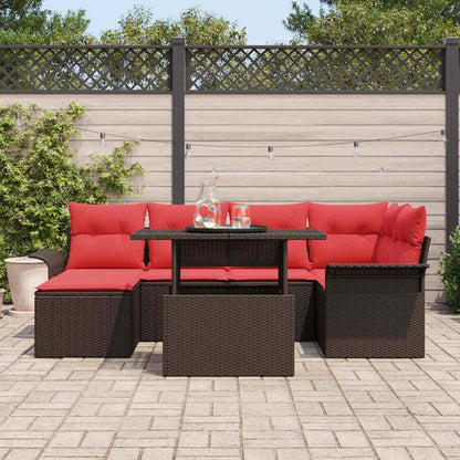 Tuin Sofa Set Met Kussen Met Opslag 7 Pcs Poly Rattan