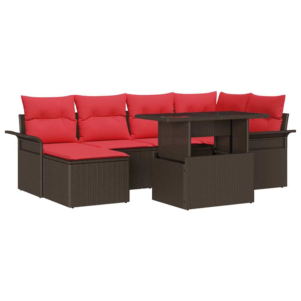 Tuin Sofa Set Met Kussen Met Opslag 7 Pcs Poly Rattan