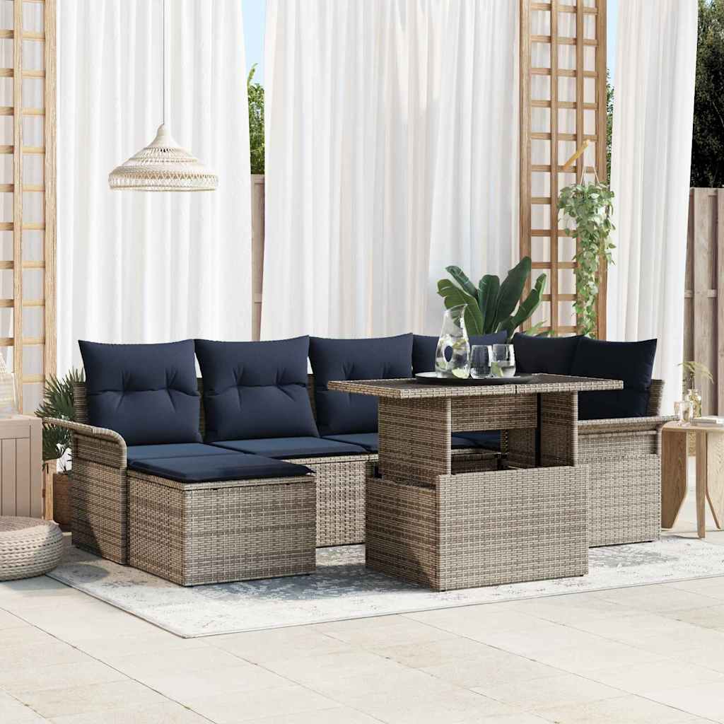 Tuin Sofa Set Met Kussen Met Opslag 7 Pcs Poly Rattan