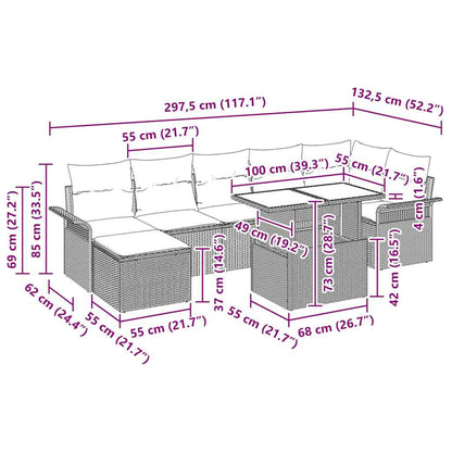 Tuin Sofa Set Met Kussen Met Opslag 8 Pcs Poly Riet