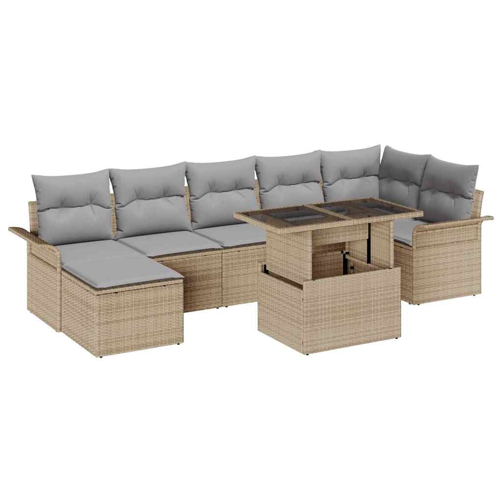 Tuin Sofa Set Met Kussen Met Opslag 8 Pcs Poly Riet