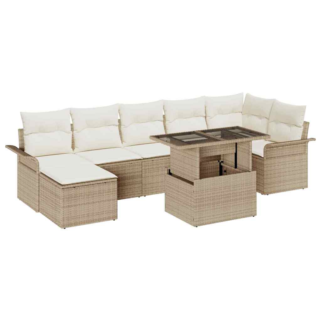 Tuin Sofa Set Met Kussen Met Opslag 8 Pcs Poly Riet