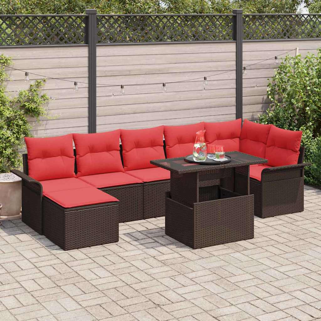 Tuin Sofa Set Met Kussen Met Opslag 8 Pcs Poly Rattan