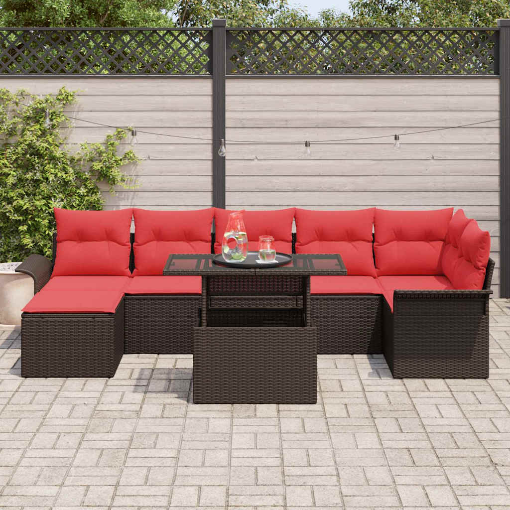 Tuin Sofa Set Met Kussen Met Opslag 8 Pcs Poly Rattan