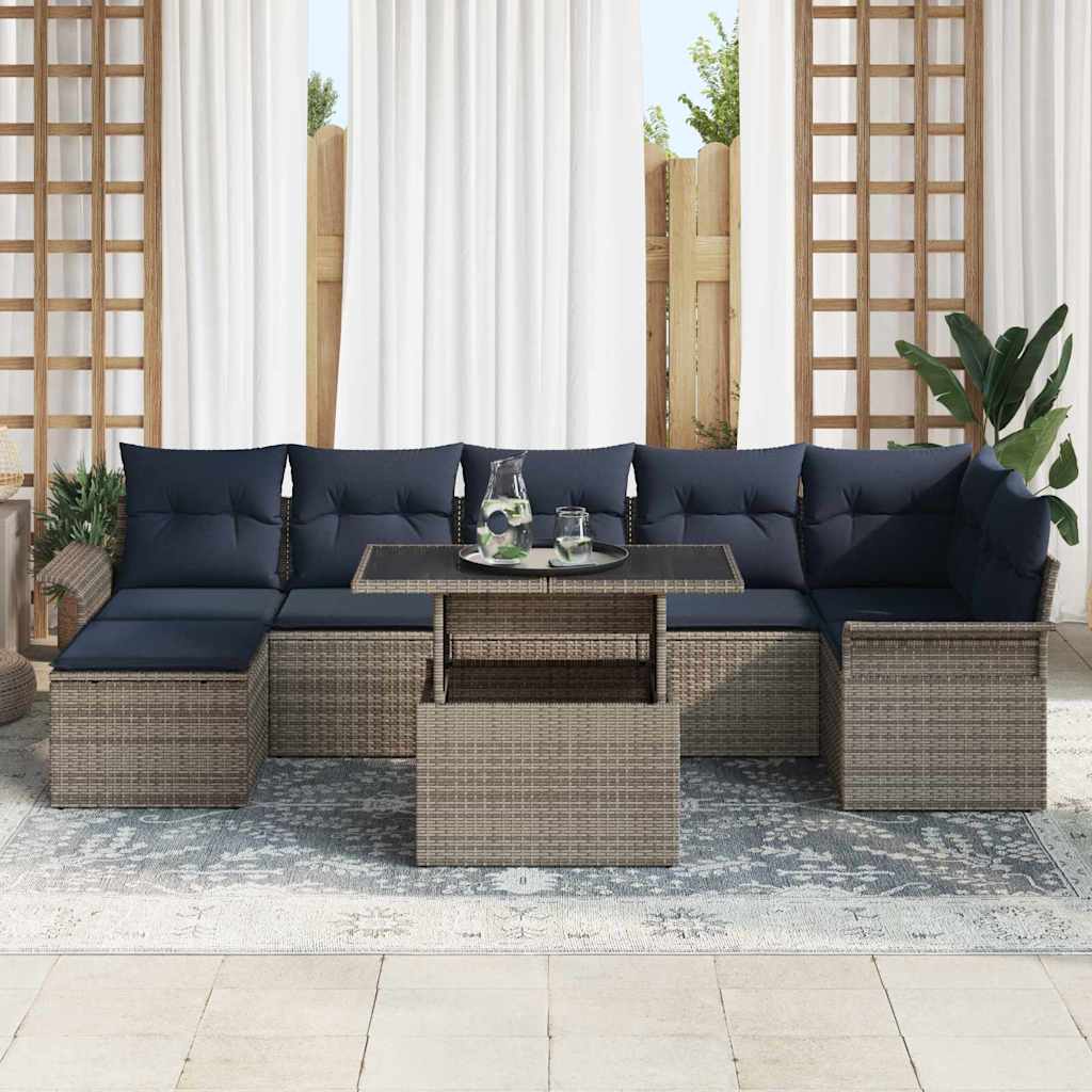 Tuin Sofa Set Met Kussen Met Opslag 8 Pcs Poly Rattan