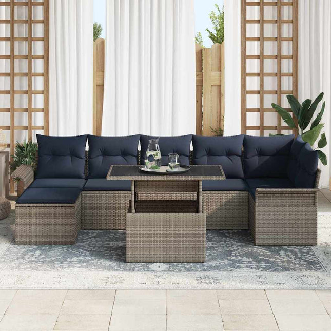 Tuin Sofa Set Met Kussen Met Opslag 8 Pcs Poly Rattan