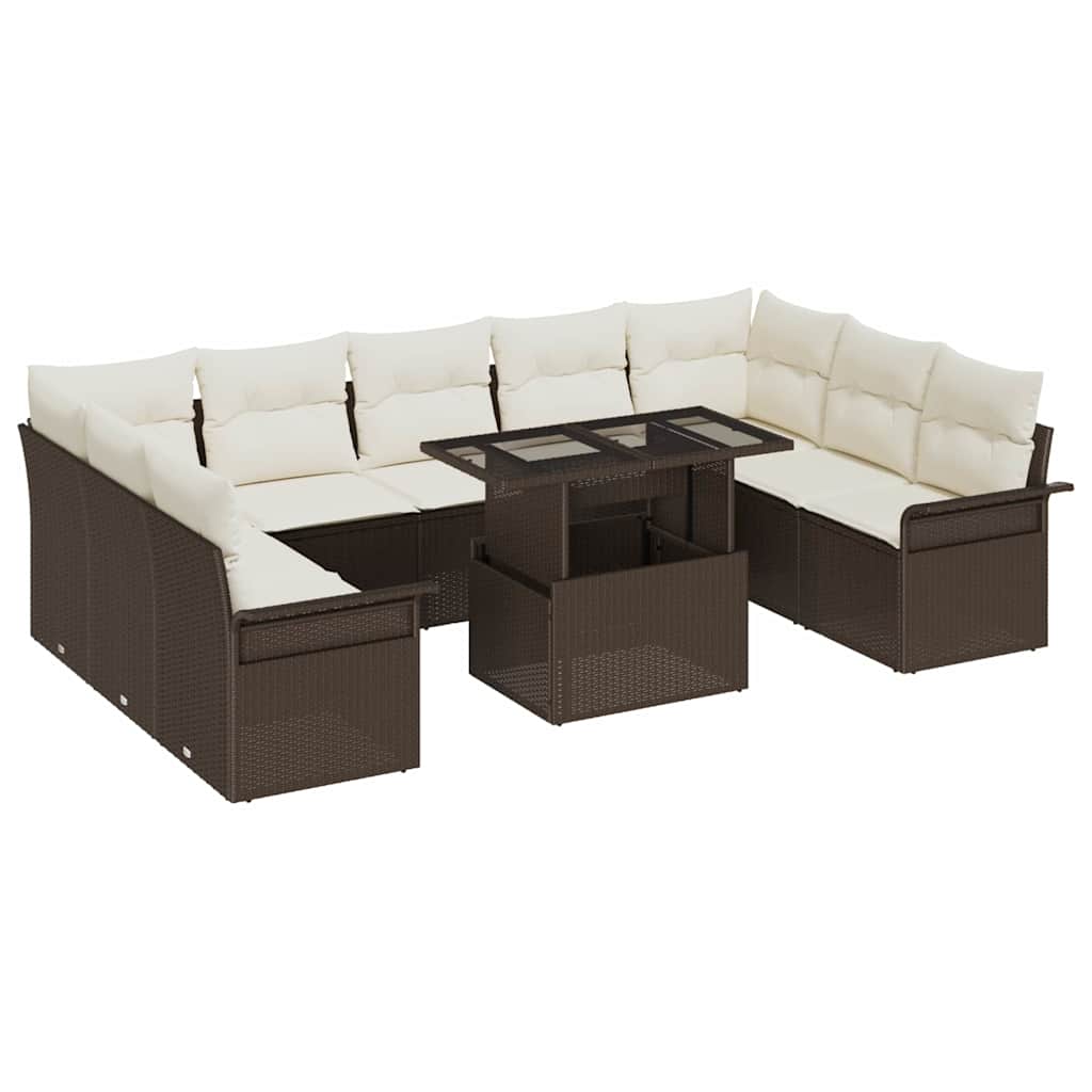 Tuin Sofa Set Met Kussen Met Kussen 10 Pcs Poly Rattan