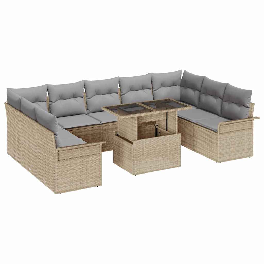 Tuin Sofa Set Met Kussen Met Kussen 10 Pcs Poly Rattan
