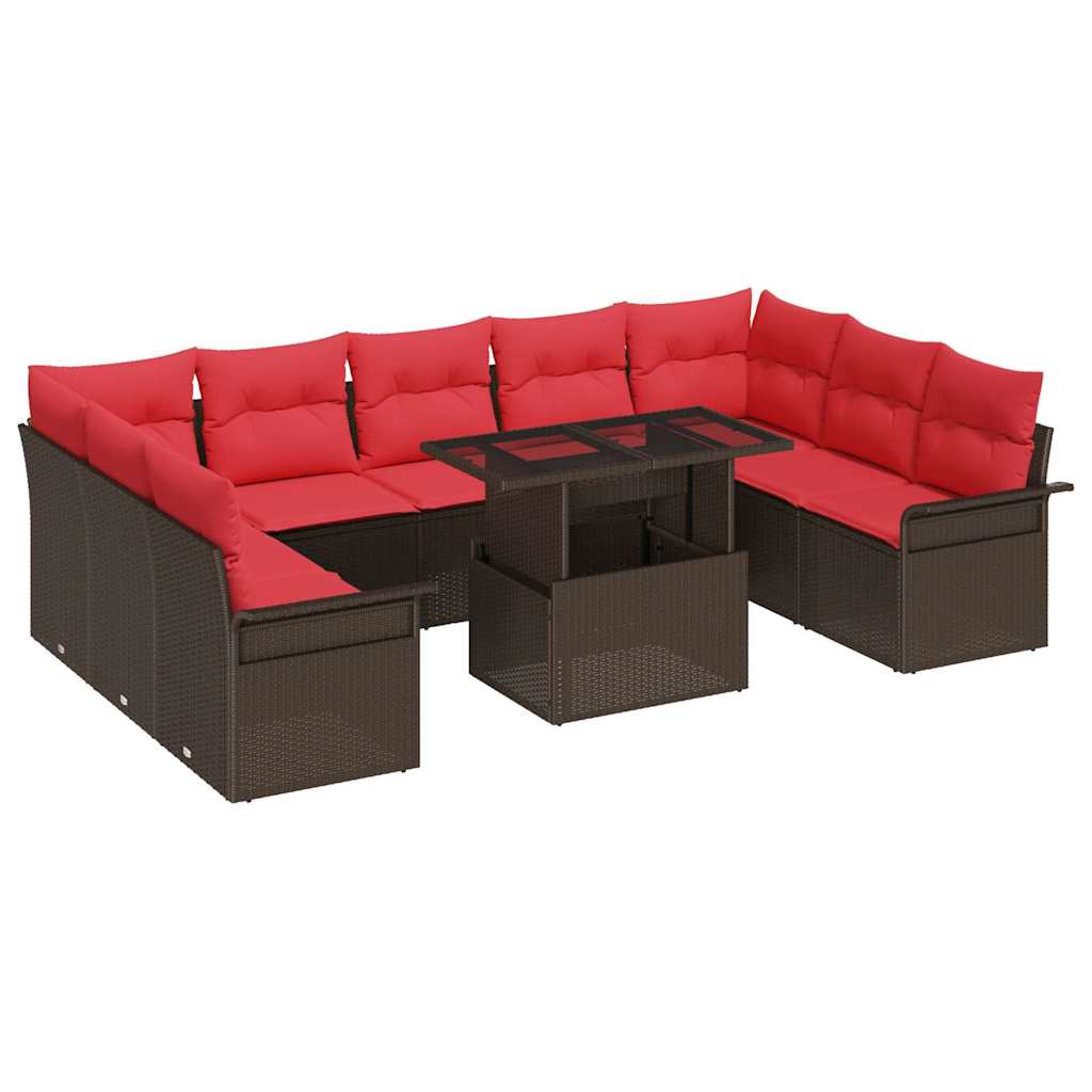 Tuin Sofa Set Met Kussen Met Kussen 10 Pcs Poly Rattan
