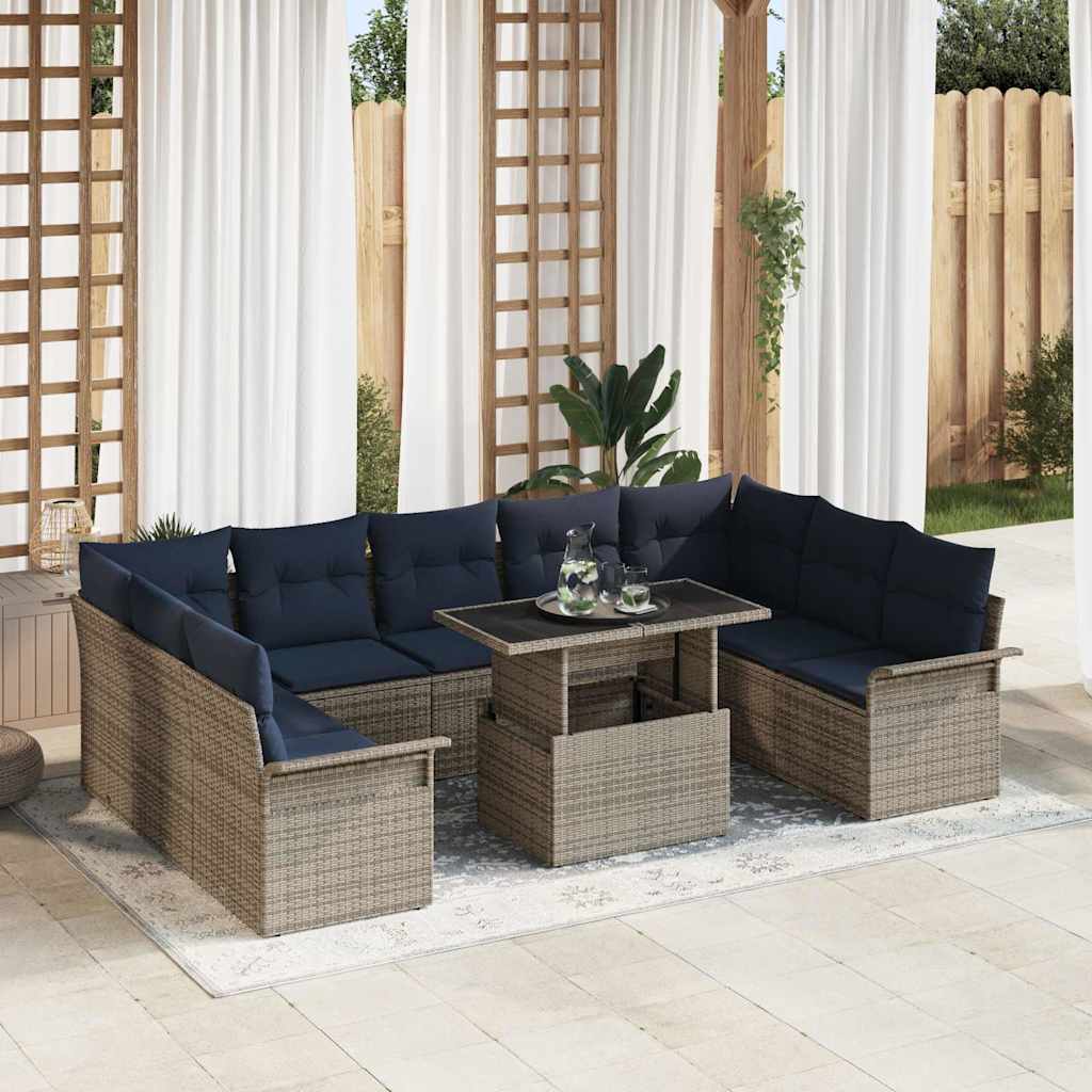 Tuin Sofa Set Met Kussen Met Kussen 10 Pcs Poly Rattan