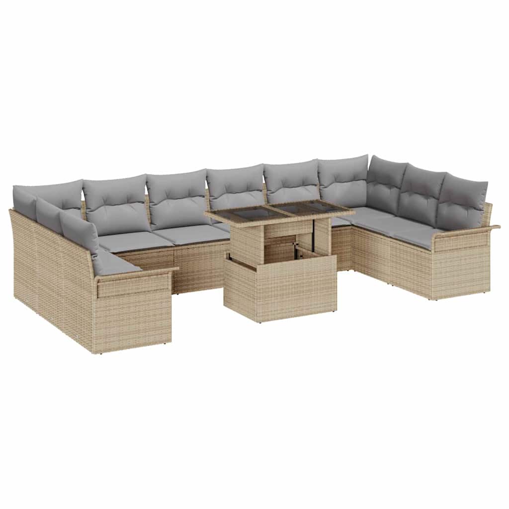 Tuin Sofa Set Met Kussen Met Kussen 11 Pcs Poly Rattan