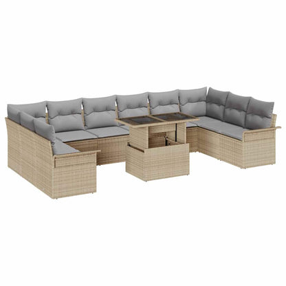 Tuin Sofa Set Met Kussen Met Kussen 11 Pcs Poly Rattan