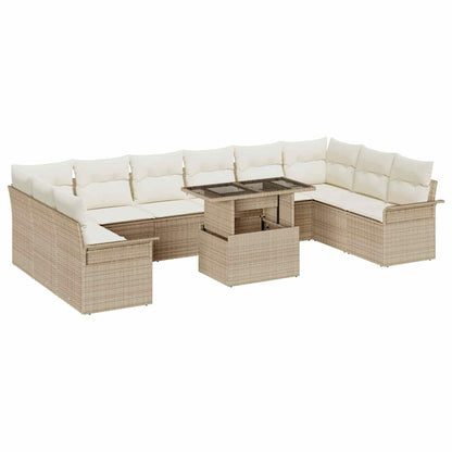 Tuin Sofa Set Met Kussen Met Kussen 11 Pcs Poly Rattan