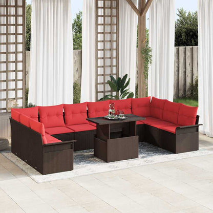 Tuin Sofa Set Met Kussen Met Kussen 11 Pcs Poly Rattan