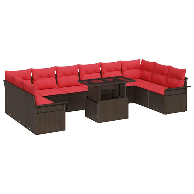 Tuin Sofa Set Met Kussen Met Kussen 11 Pcs Poly Rattan