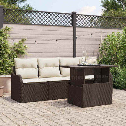 Tuin Sofa Set Met Kussen Met Opslag 5 Pcs Poly Rattan