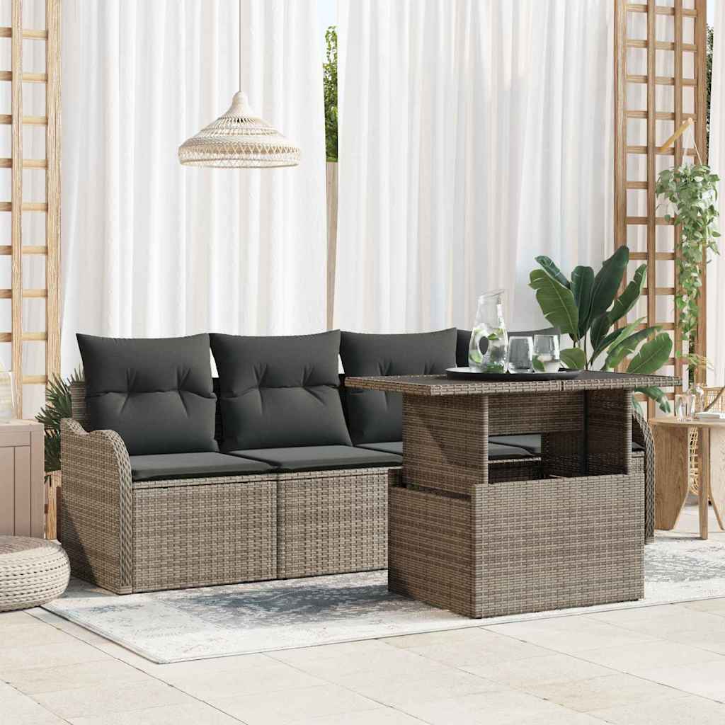 Tuin Sofa Set Met Kussen Met Opslag 5 Pcs Poly Rattan