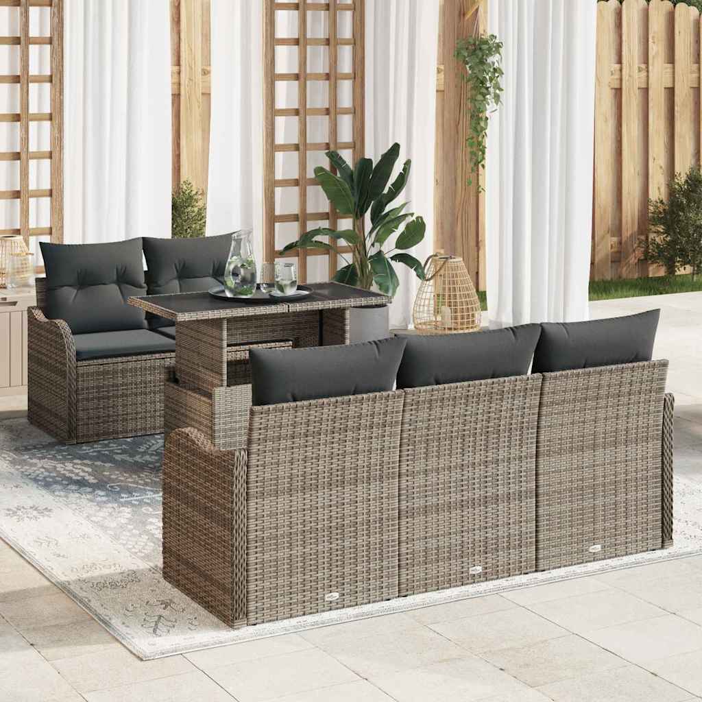Tuin Sofa Set Met Kussen Met Kussen 6 Pcs Poly Rattan