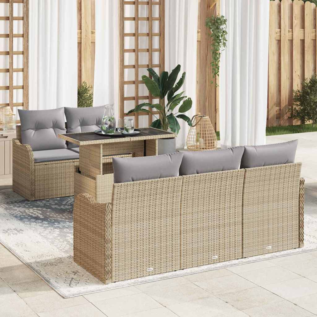 Tuin Sofa Set Met Kussen Met Kussen 6 Pcs Poly Rattan