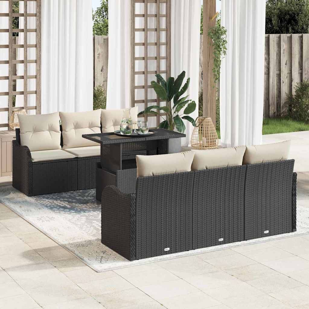 Tuin Sofa Set Met Kussen Met Opslag 7 Pcs Poly Rattan