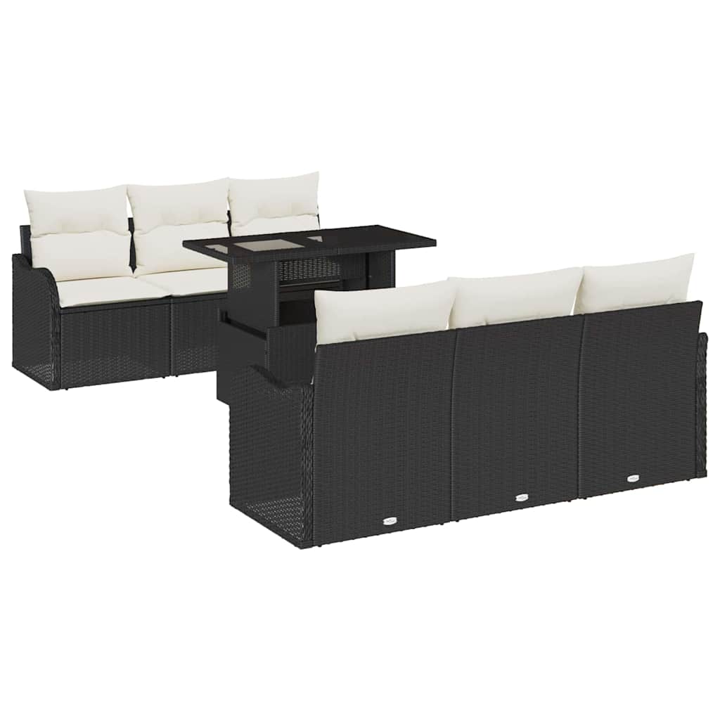 Tuin Sofa Set Met Kussen Met Opslag 7 Pcs Poly Rattan