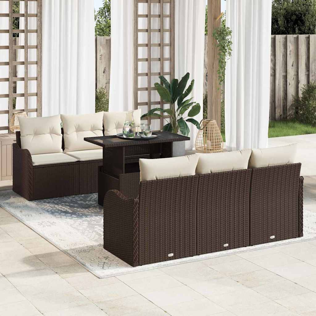 Tuin Sofa Set Met Kussen Met Opslag 7 Pcs Poly Rattan