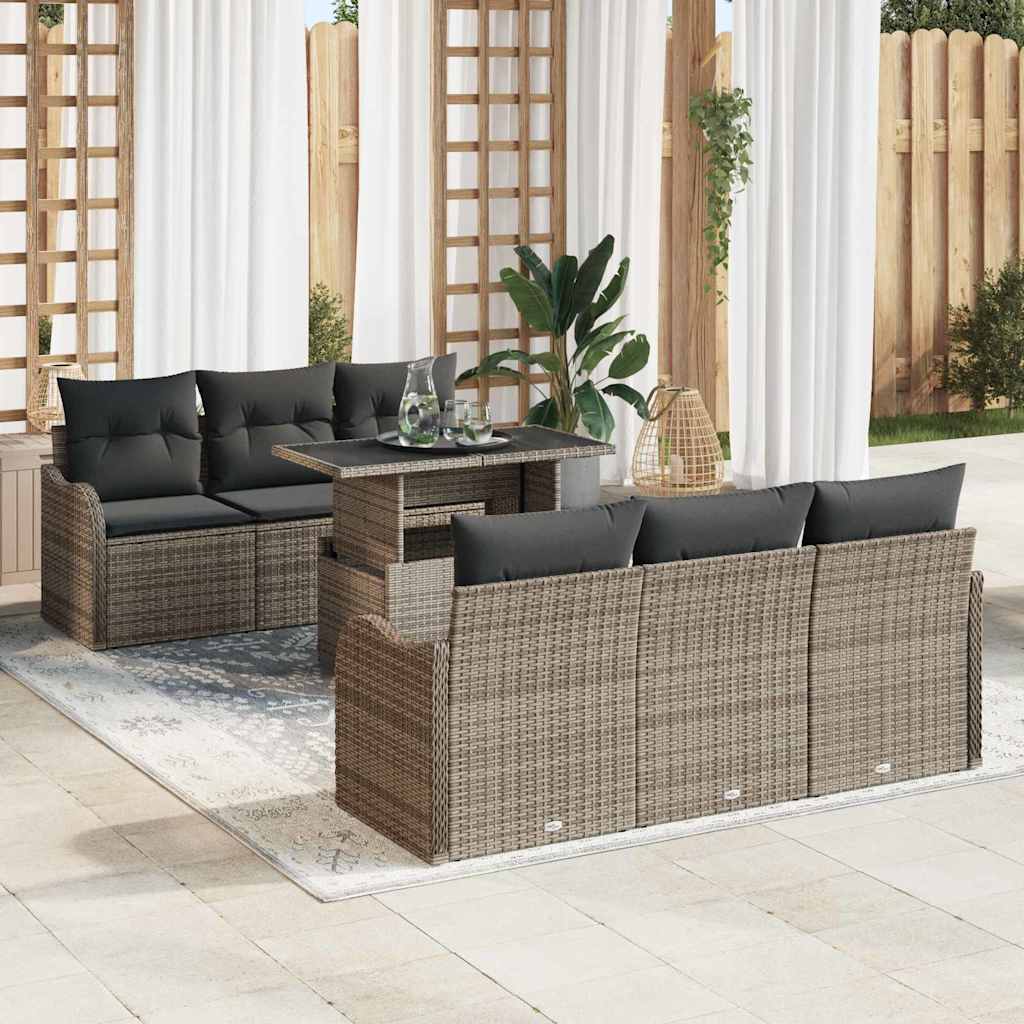 Tuin Sofa Set Met Kussen Met Opslag 7 Pcs Poly Rattan