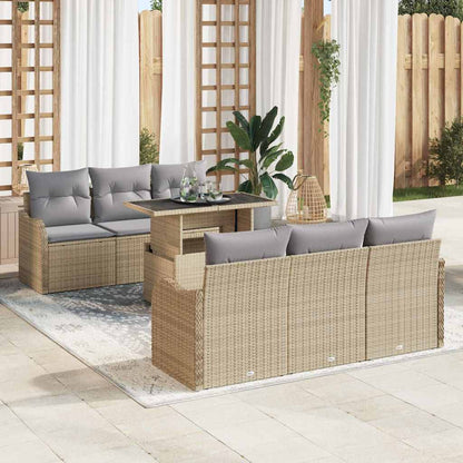 Tuin Sofa Set Met Kussen Met Opslag 7 Pcs Poly Rattan